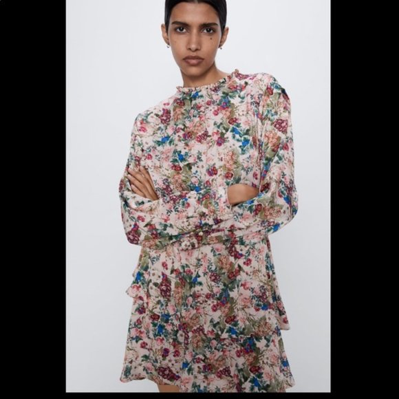 Zara full sleeve floral print dress - Picture 2 of 6